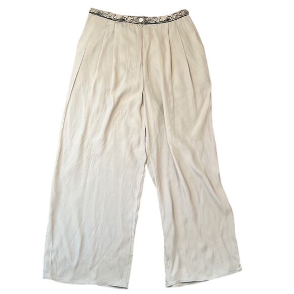 Vintage 80’s Dorothy Scholen wide leg high waisted silk like pants size 14 NWT - Picture 2 of 7